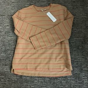 Roolee Tan and Red Striped Tee